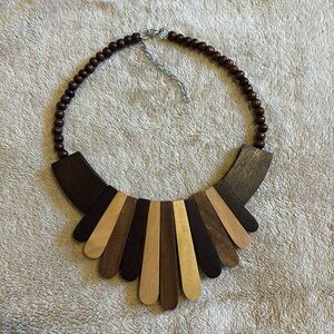 Elegant Wooden Brown and Tan Necklace
